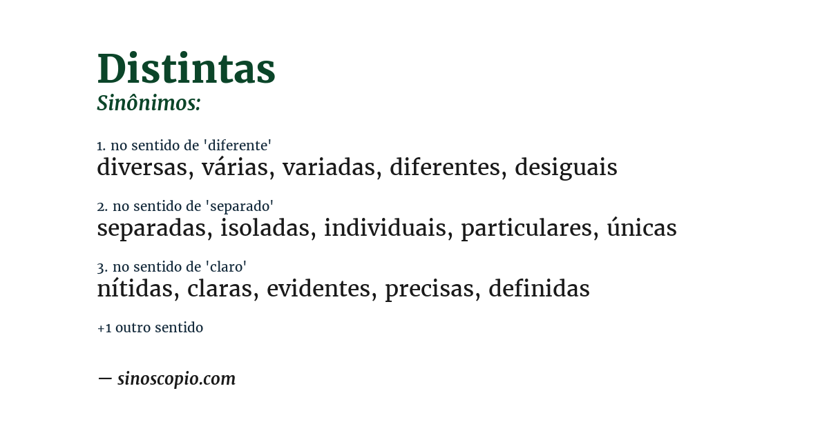 Sinônimo de distintas