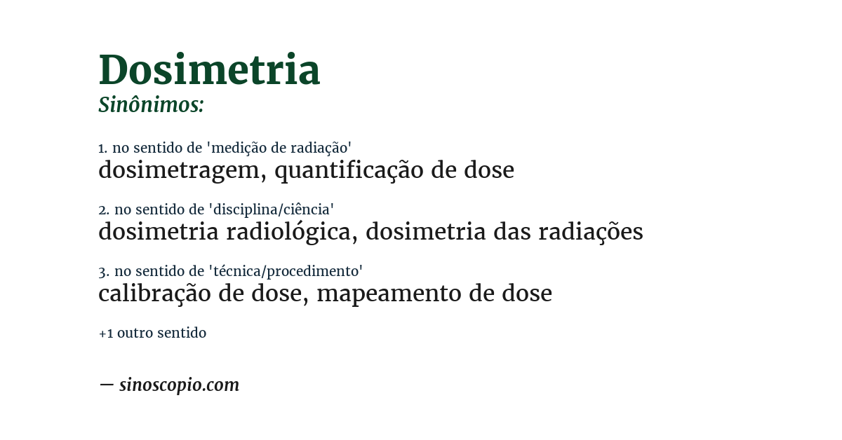 Sinônimo de dosimetria