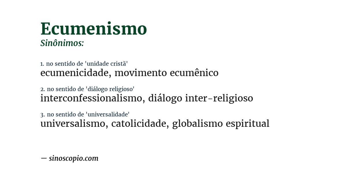 Sinônimo de ecumenismo