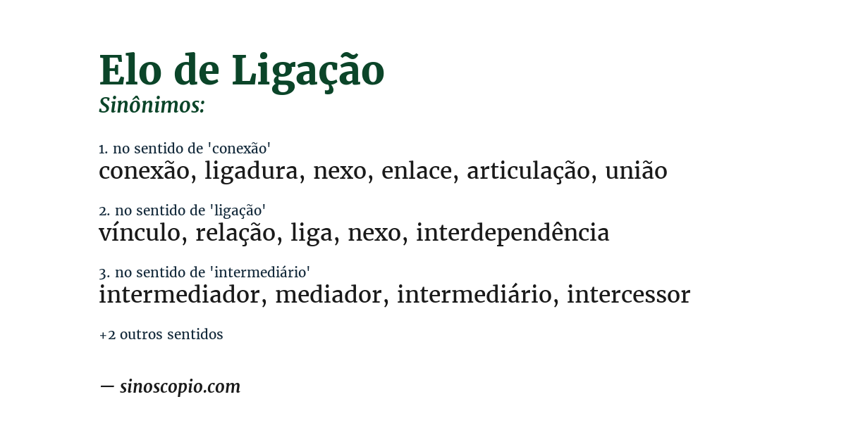 Sinônimo de elo de ligação