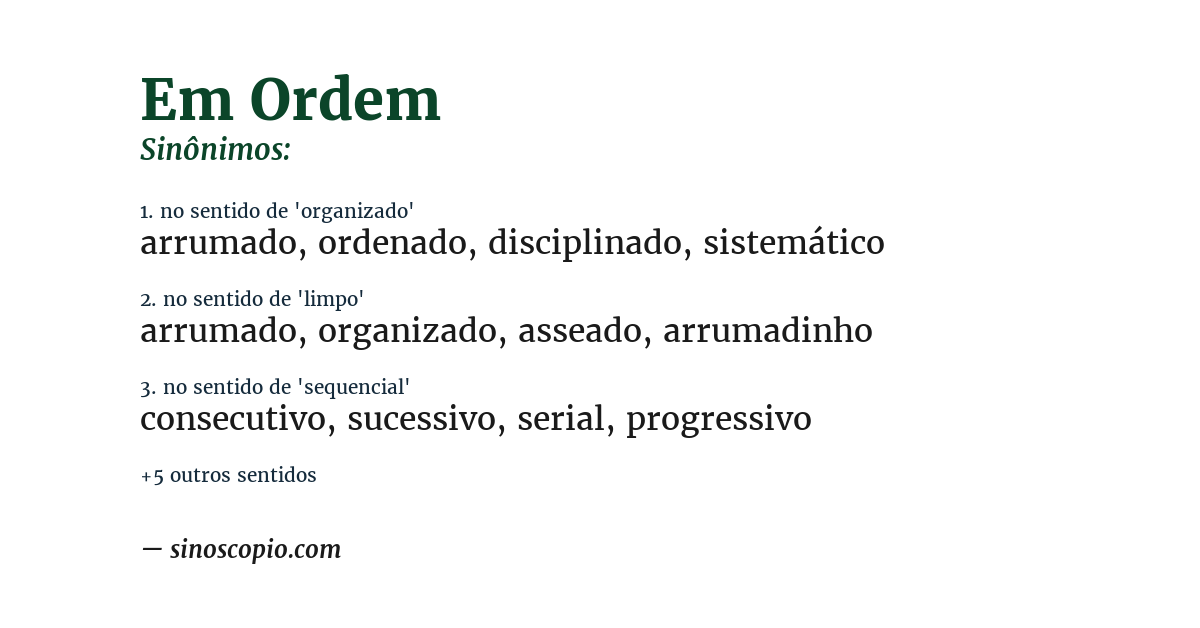 Sinônimo de em ordem