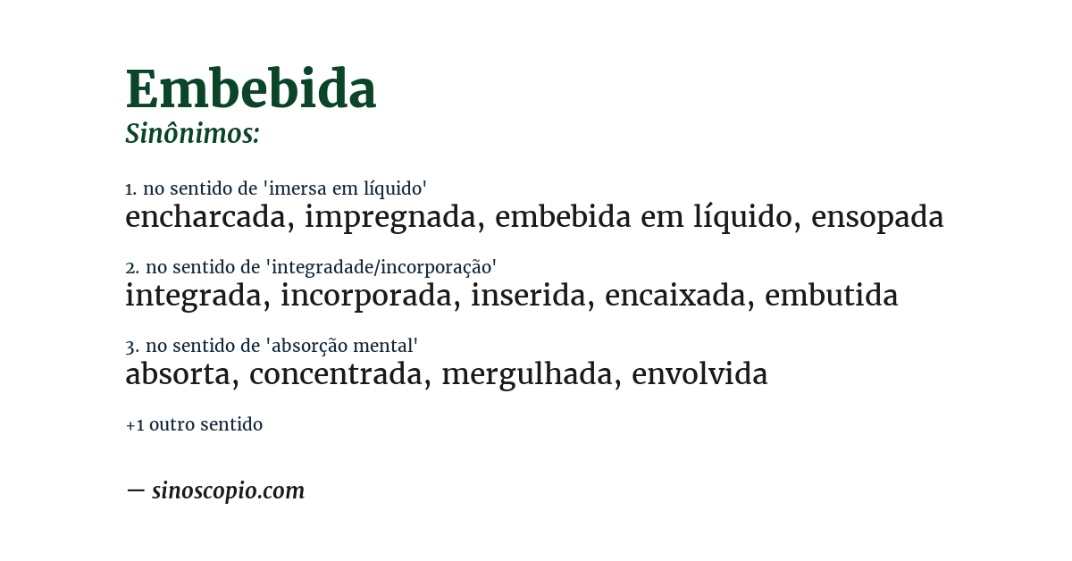 Sinônimo de embebida