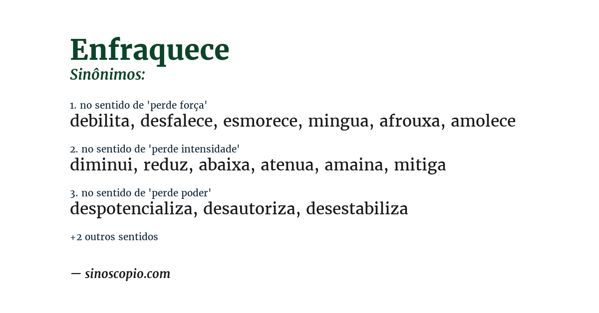 Sinônimo de enfraquece
