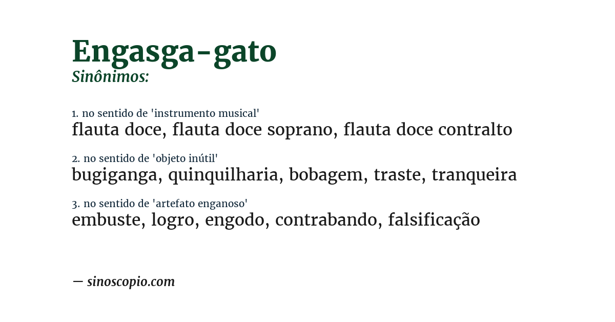 Sinônimo de engasga-gato