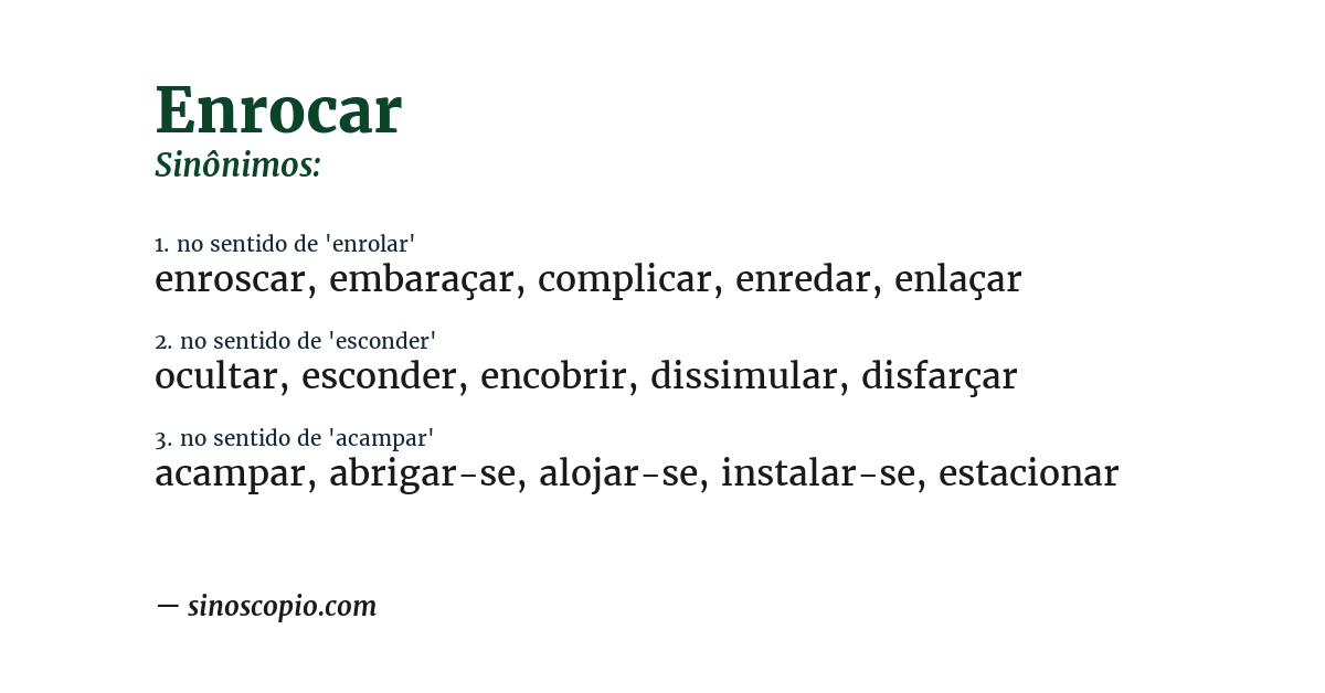 Sinônimo de enrocar