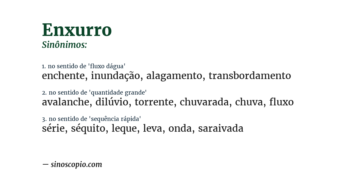 Sinônimo de enxurro
