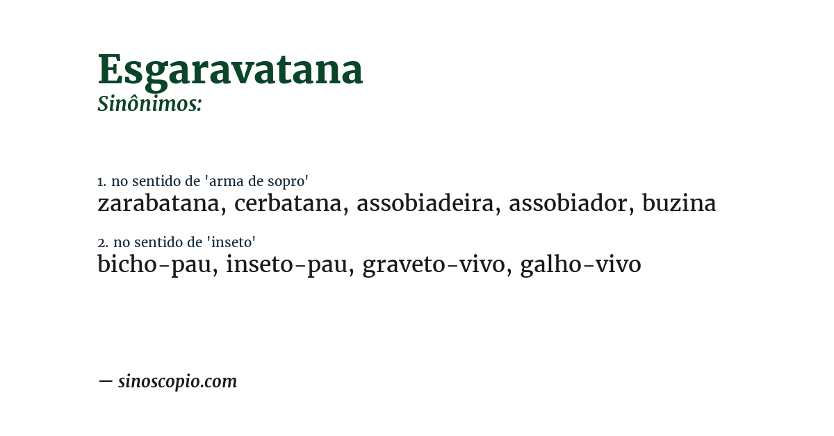 Sinônimo de esgaravatana