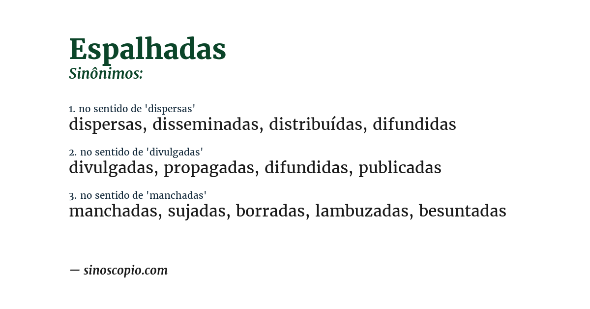 Sinônimo de espalhadas