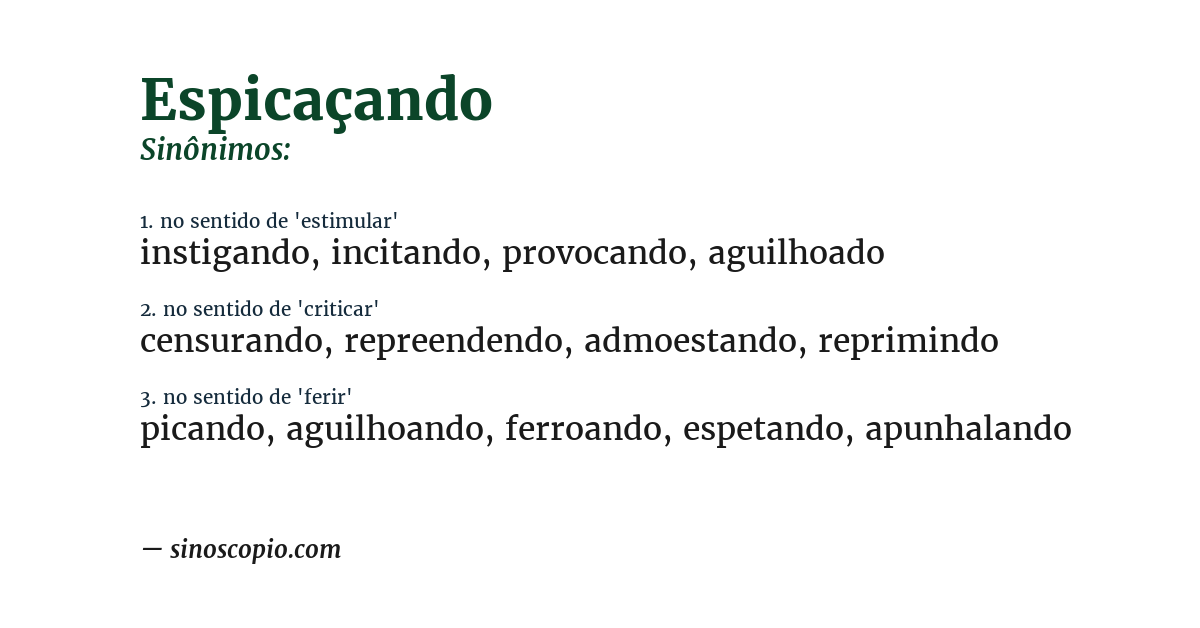 Sinônimo de espicaçando