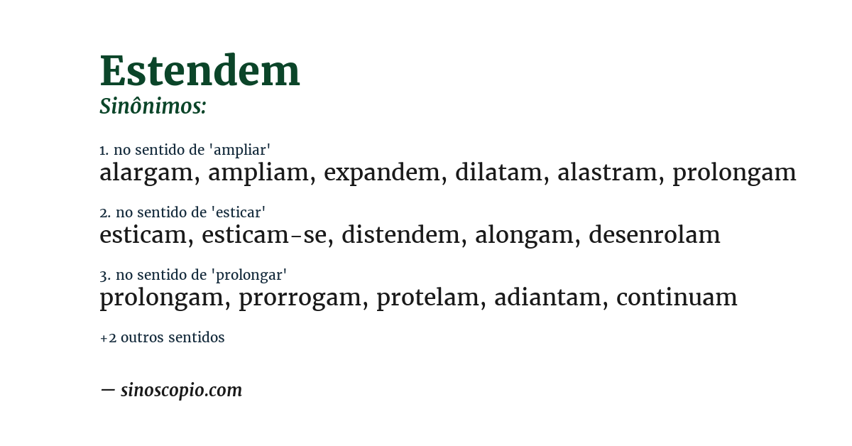 Sinônimo de estendem