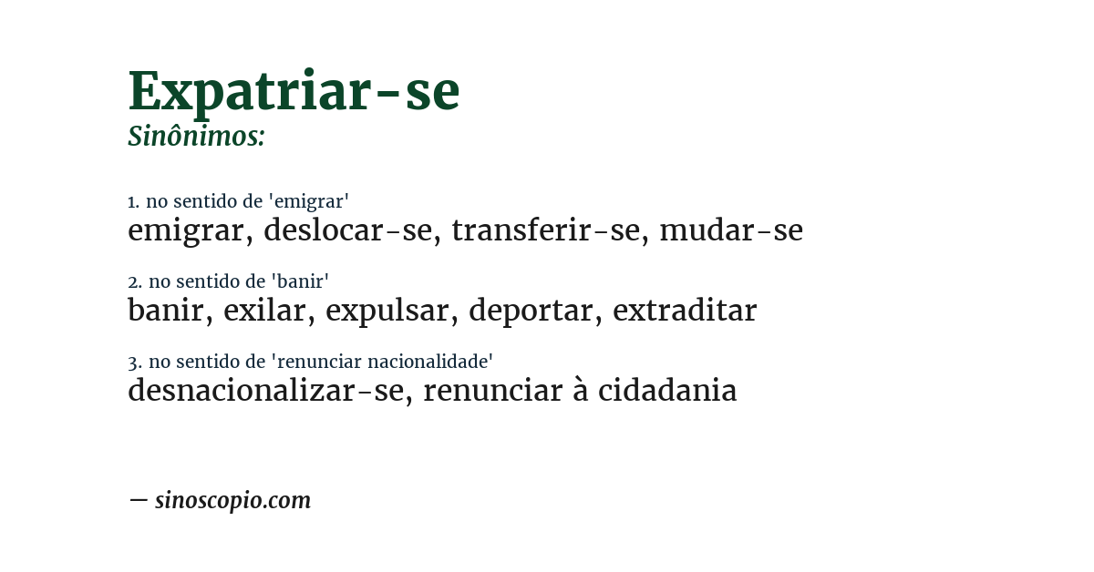 Sinônimo de expatriar-se