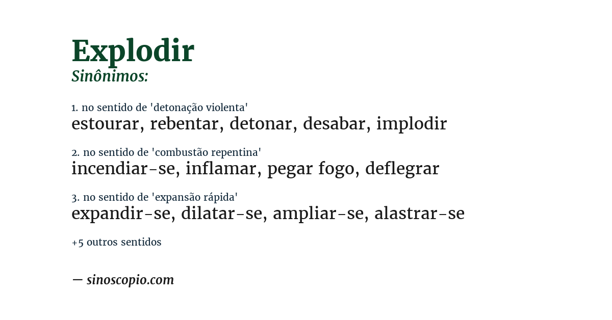 Sinônimo de explodir
