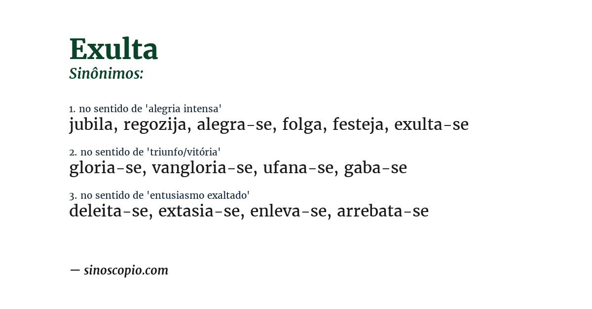 Sinônimo de exulta