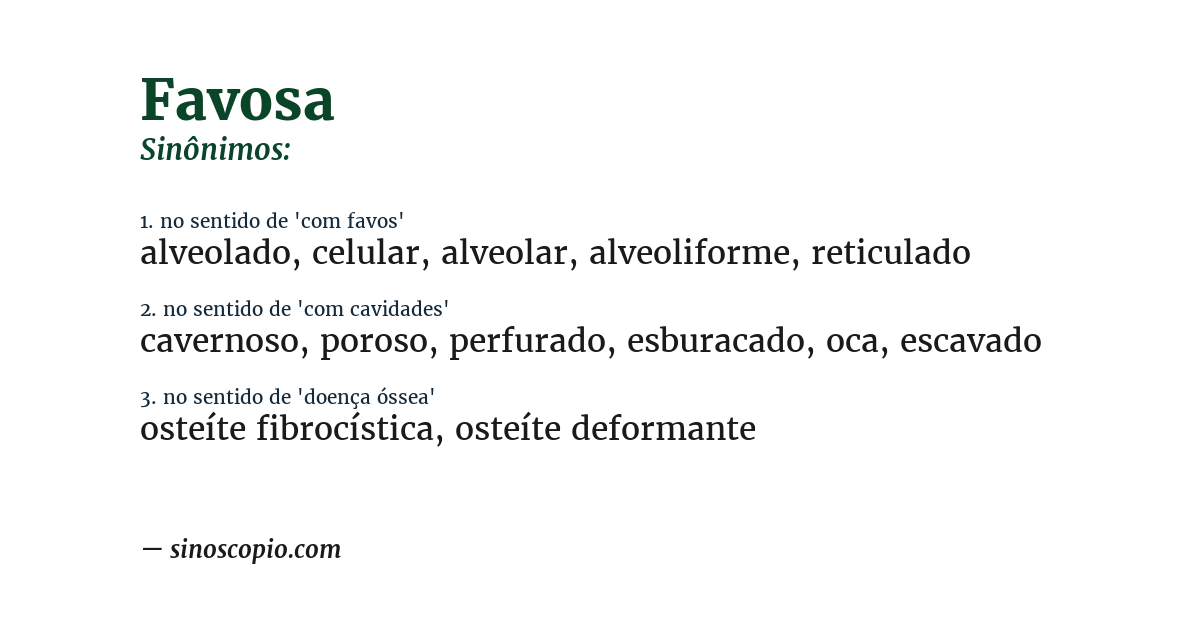Sinônimo de favosa