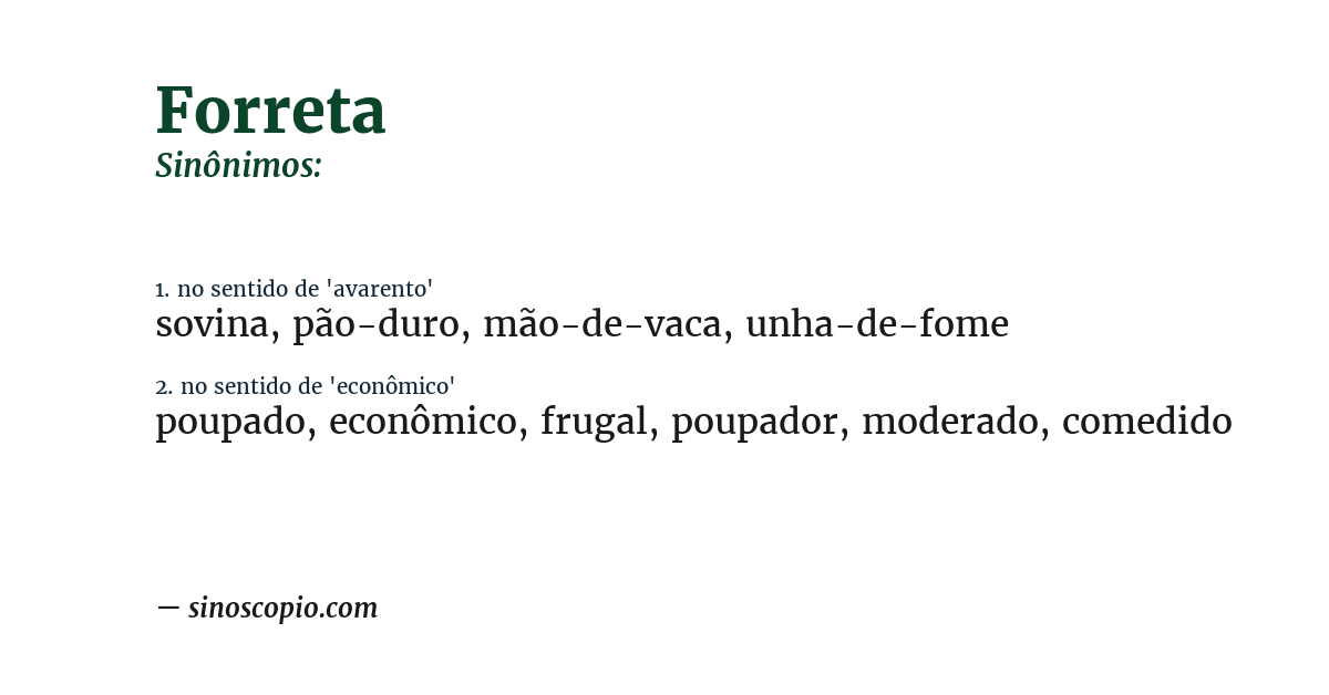 Sinônimo de forreta