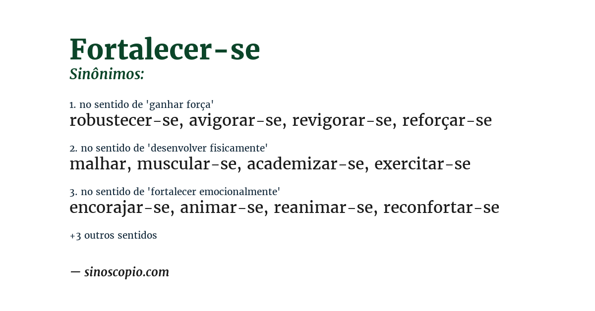 Sinônimo de fortalecer-se