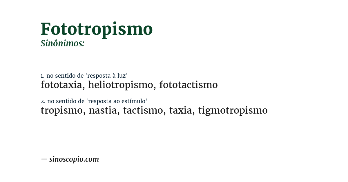Sinônimo de fototropismo