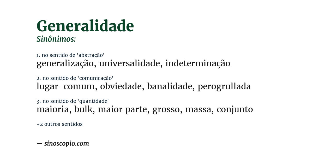 Sinônimo de generalidade