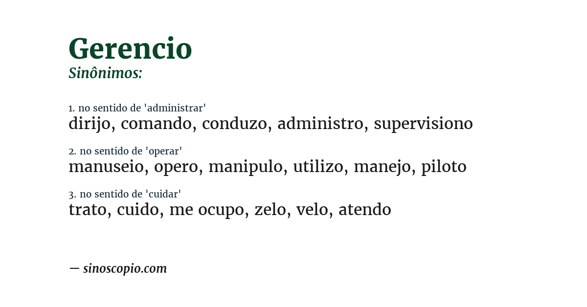 Sinônimo de gerencio