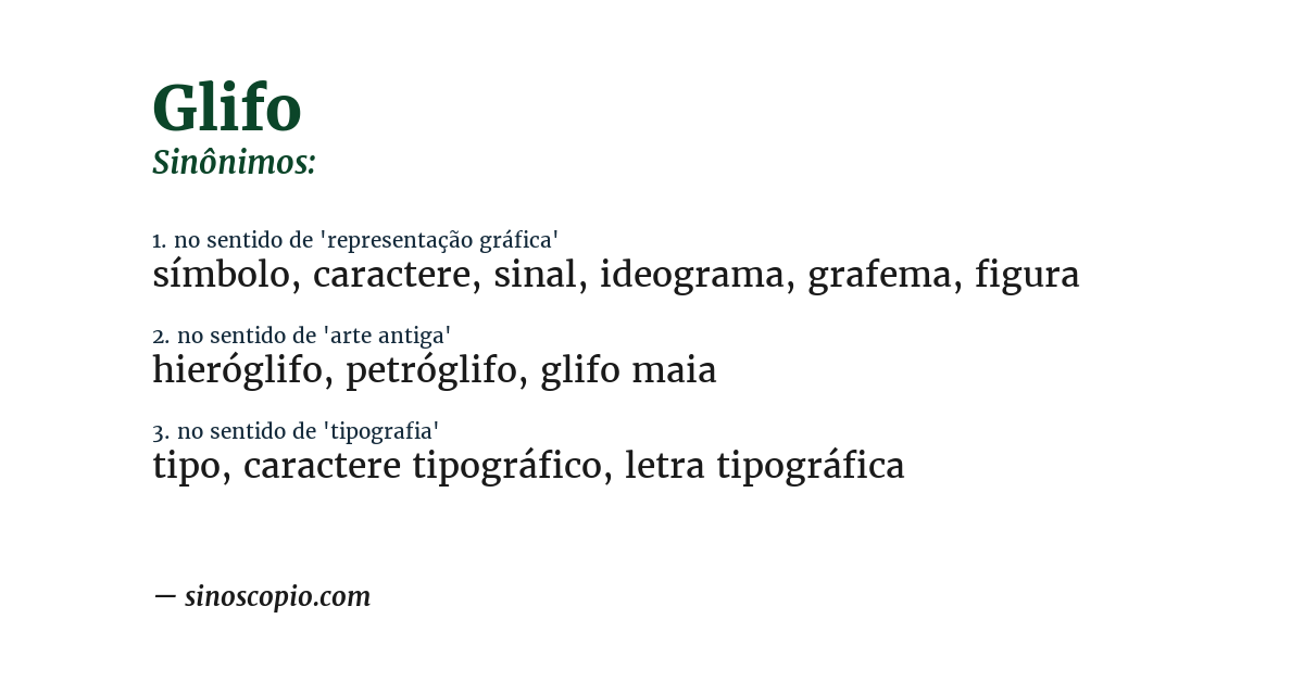 Sinônimo de glifo