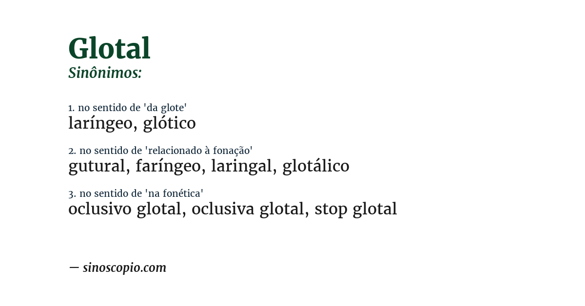 Sinônimo de glotal
