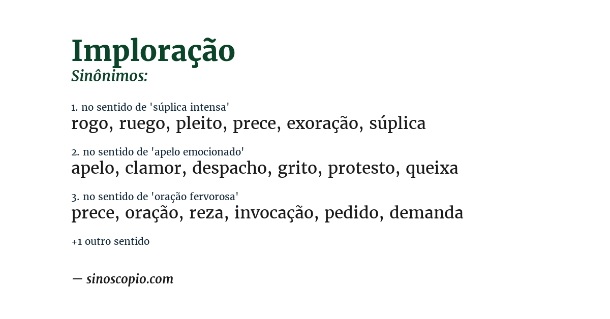 Sinônimo de imploração