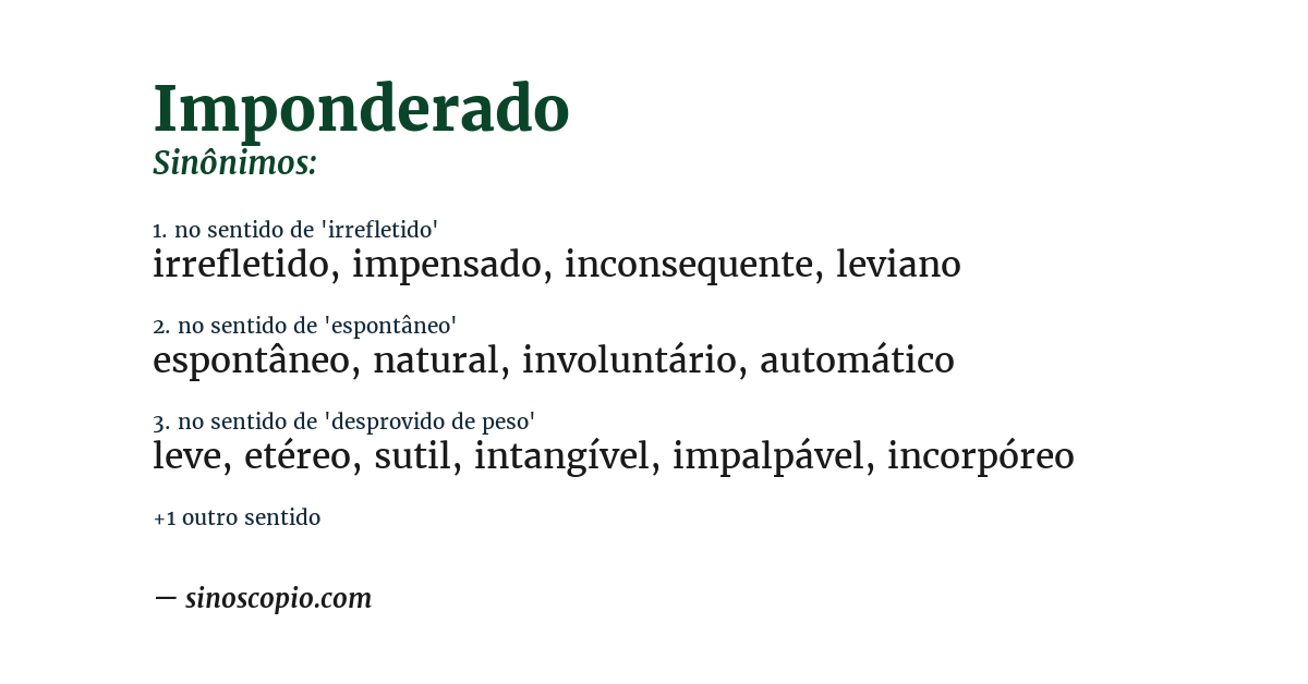 Sinônimo de imponderado