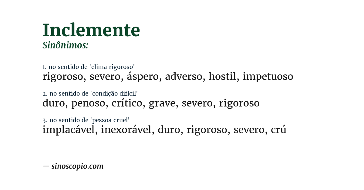 Sinônimo de inclemente