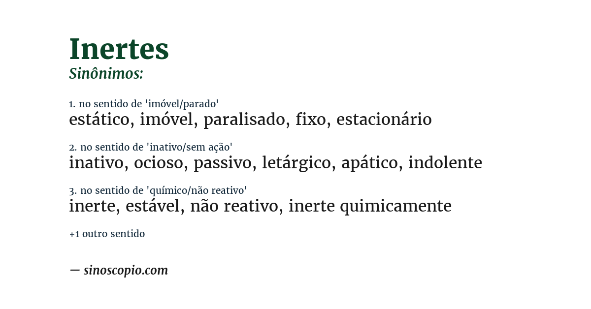 Sinônimo de inertes