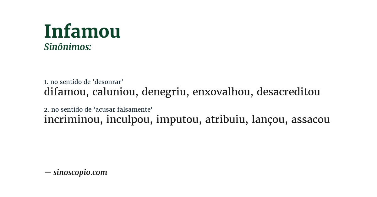 Sinônimo de infamou