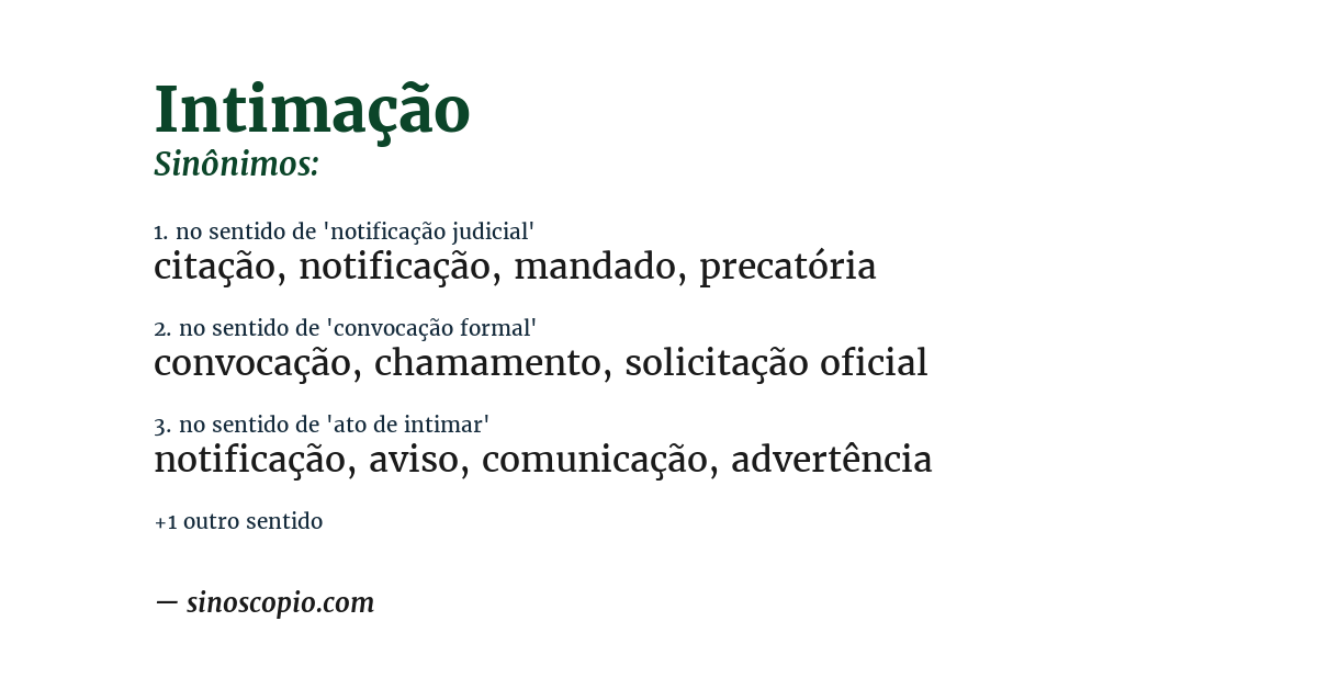 Sinônimo de intimação