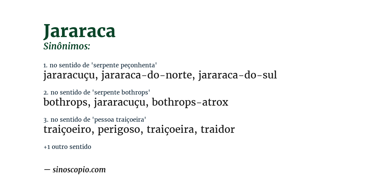 Sinônimo de jararaca