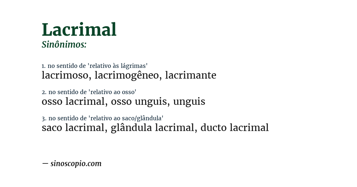 Sinônimo de lacrimal