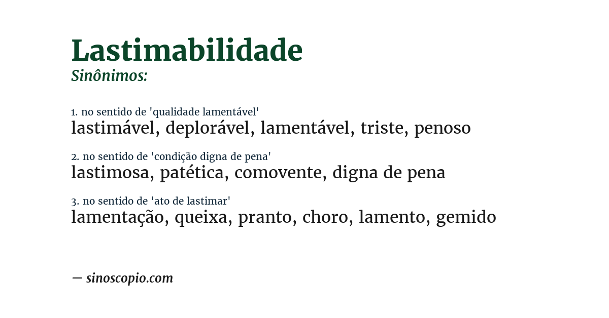 Sinônimo de lastimabilidade