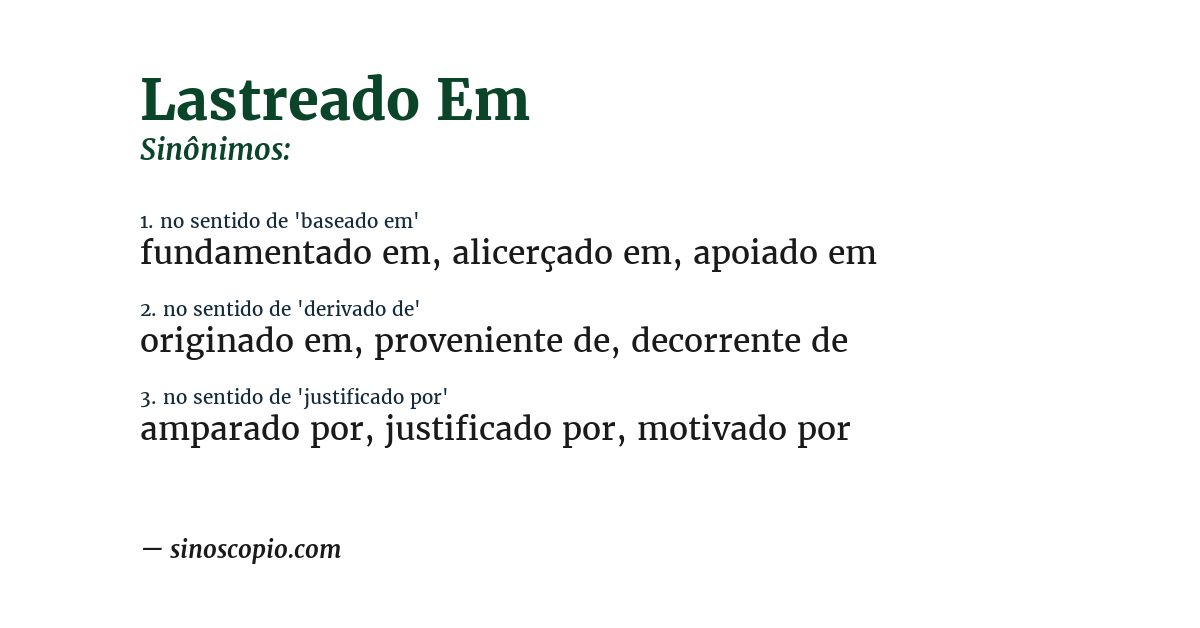 Sinônimo de lastreado em