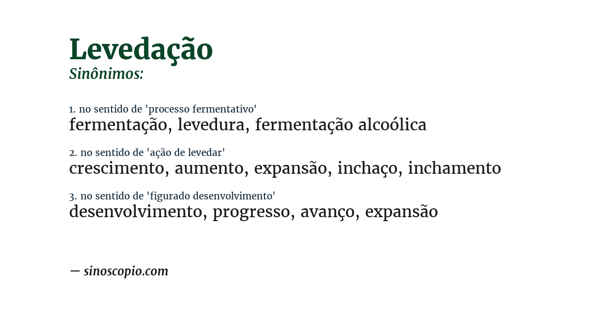 Sinônimo de levedação