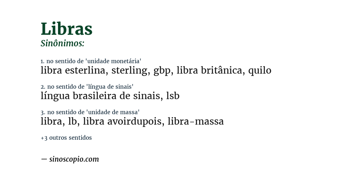 Sinônimo de libras