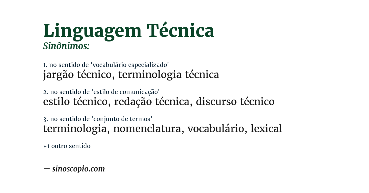Sinônimo de linguagem técnica