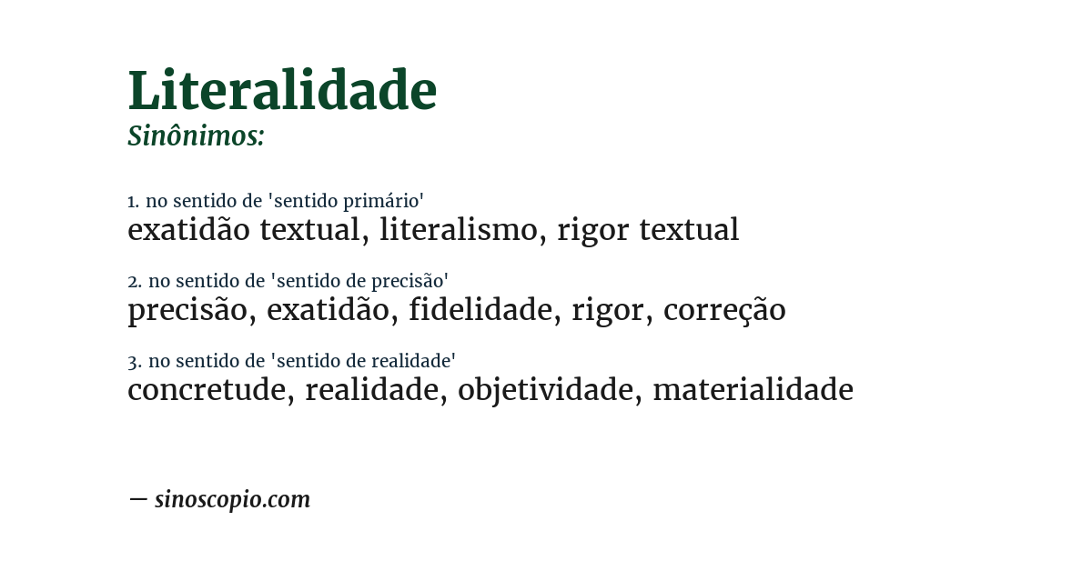 Sinônimo de literalidade
