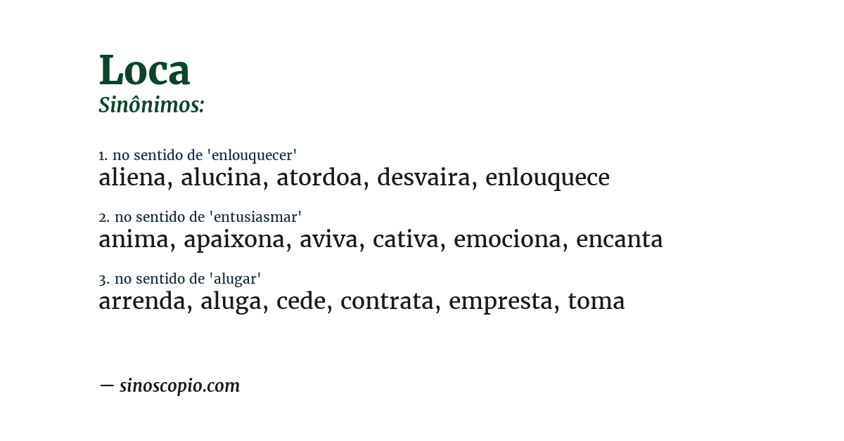 Sinônimo de loca