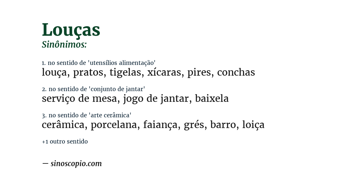 Sinônimo de louças
