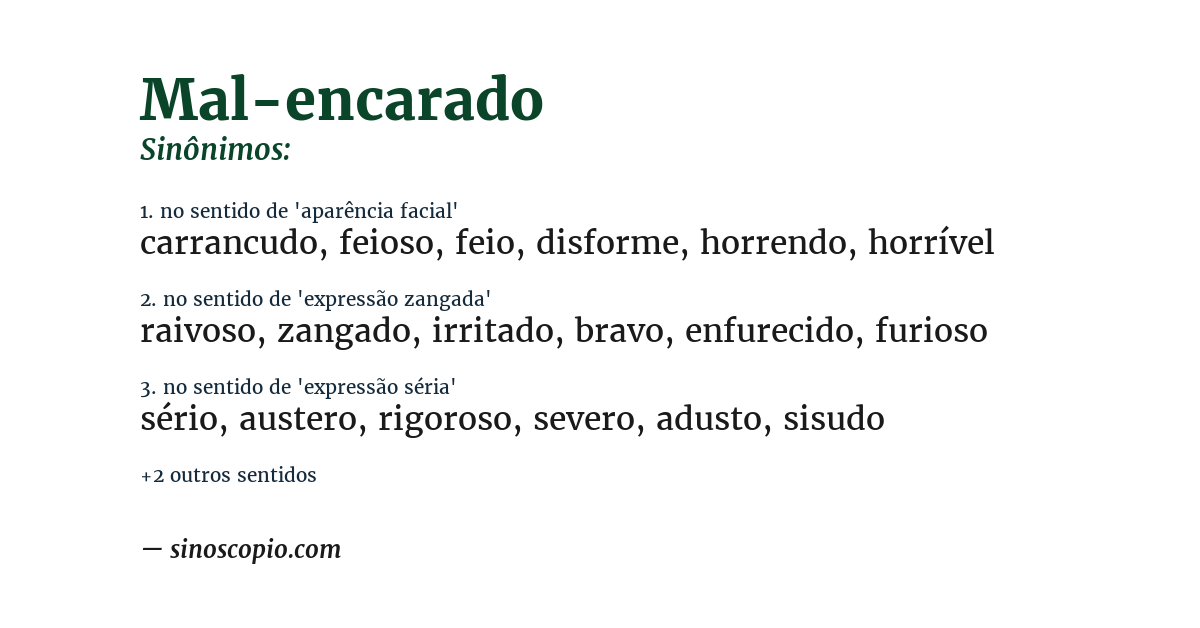 Sinônimo de mal-encarado