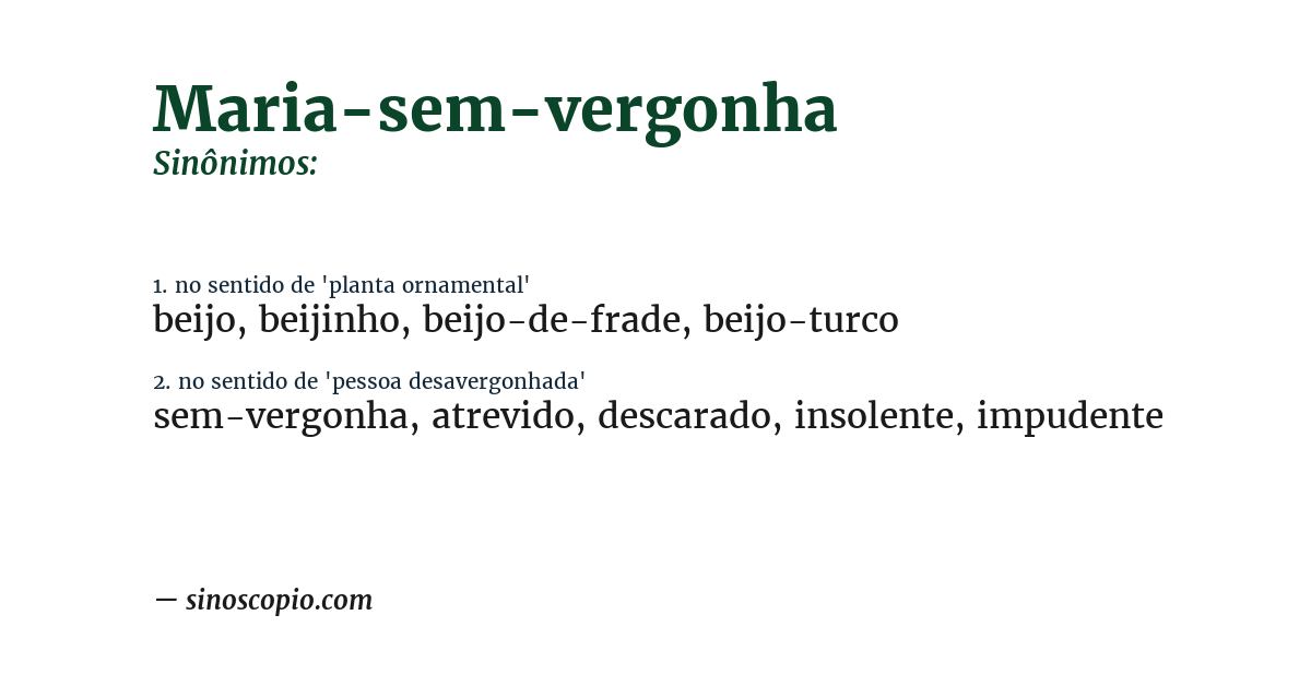 Sinônimo de maria-sem-vergonha