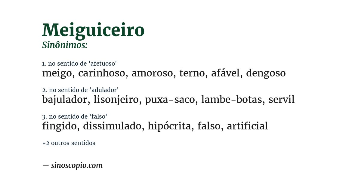 Sinônimo de meiguiceiro