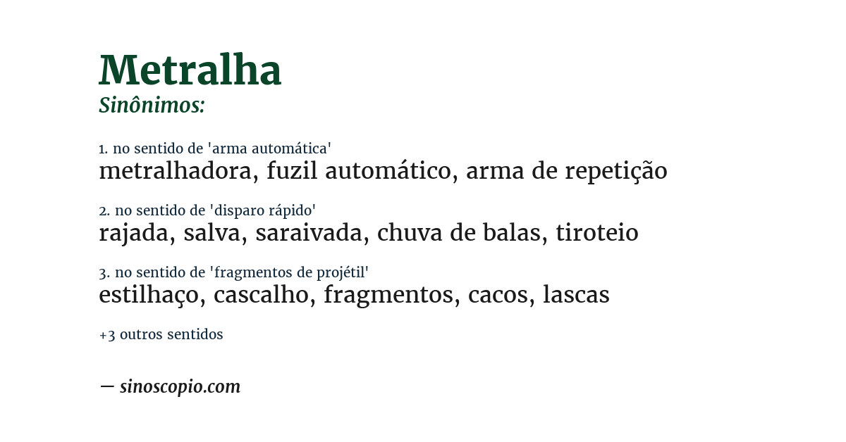 Sinônimo de metralha