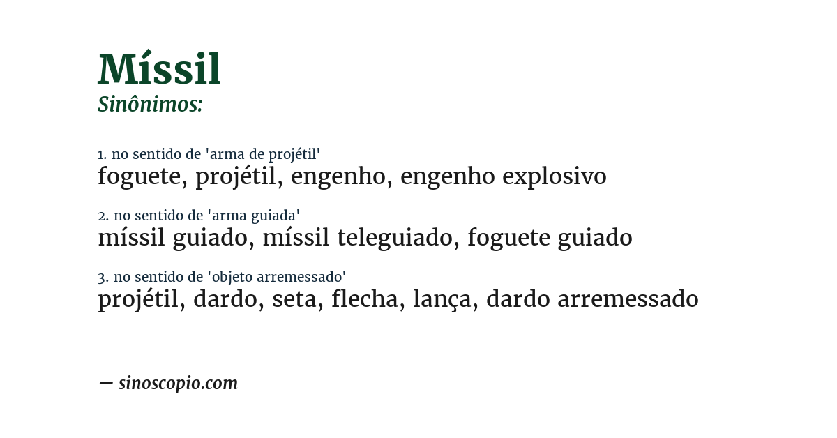 Sinônimo de míssil