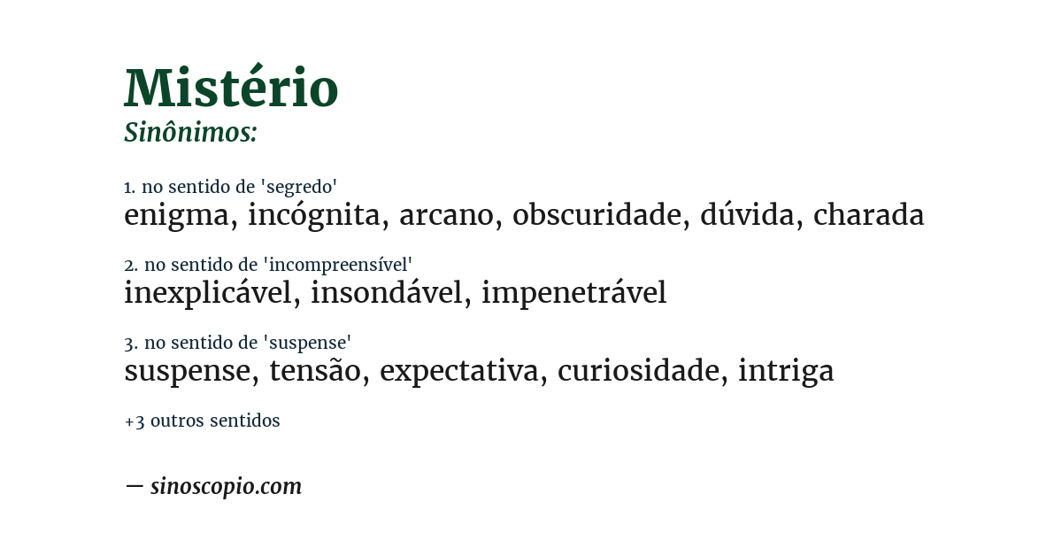 Sinônimo de mistério