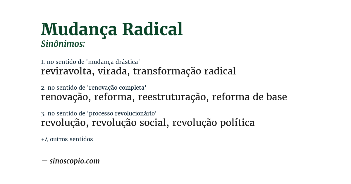 Sinônimo de mudança radical
