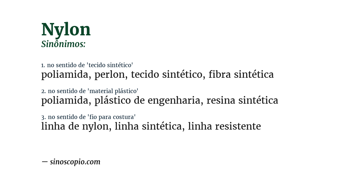 Sinônimo de nylon
