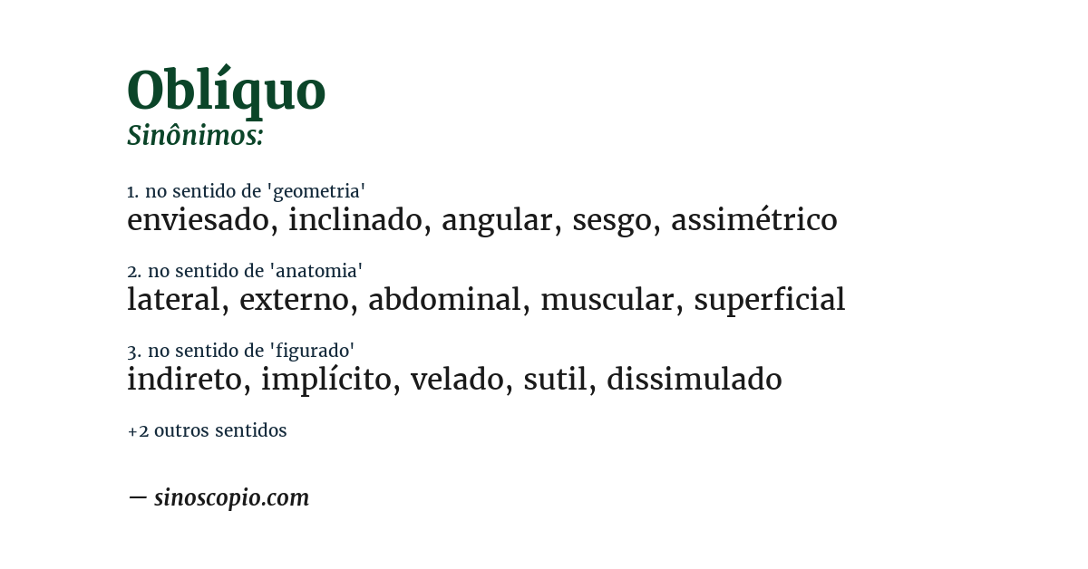 Sinônimo de oblíquo
